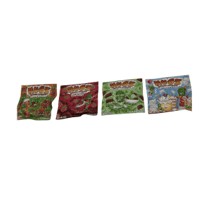 Assorted High Fashion Smokes and Prints candy packages on white background.