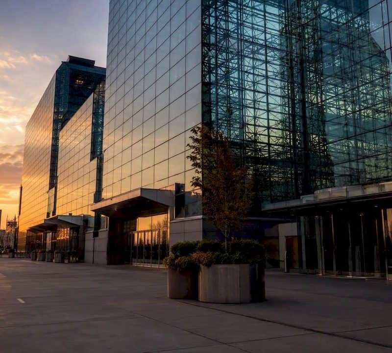 Javits Center exterior before cannabis trade show