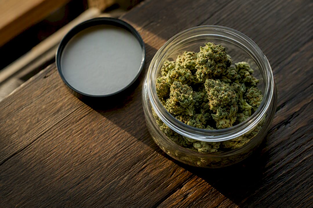 Half-ounce cannabis flower jar close-up