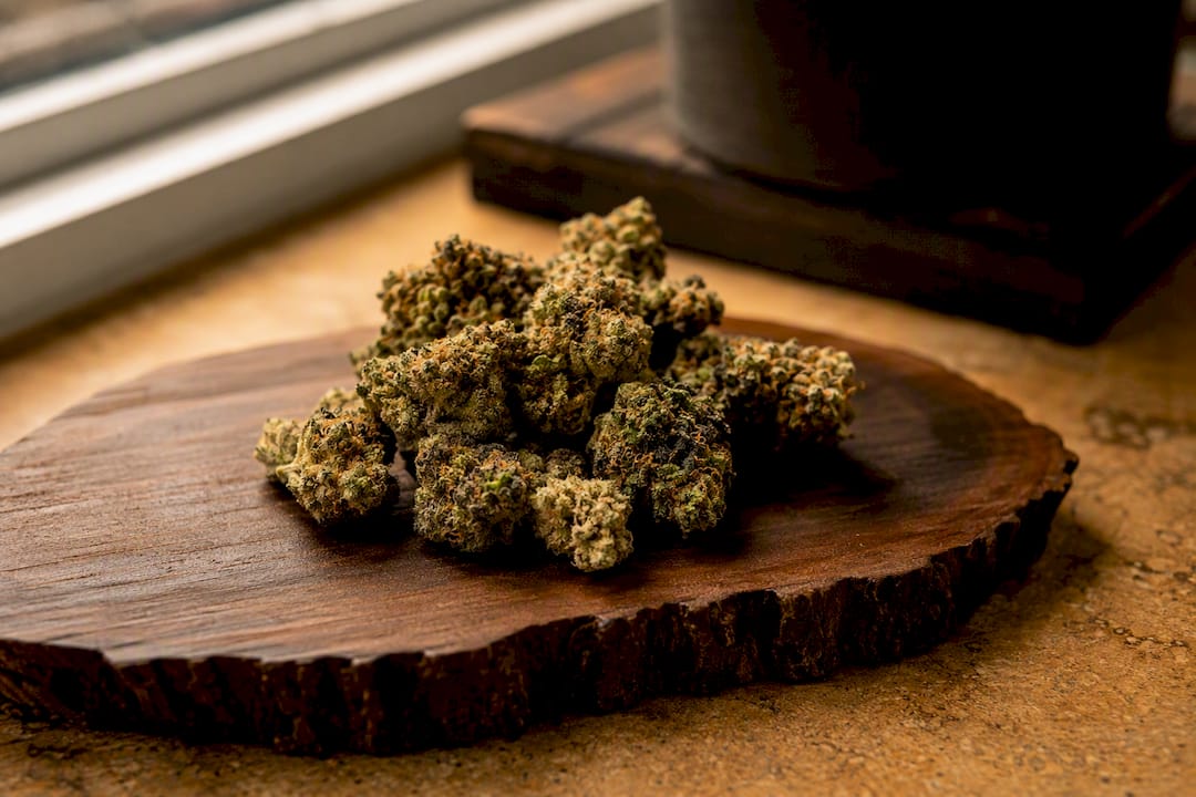 Close-up of small cannabis gram portion