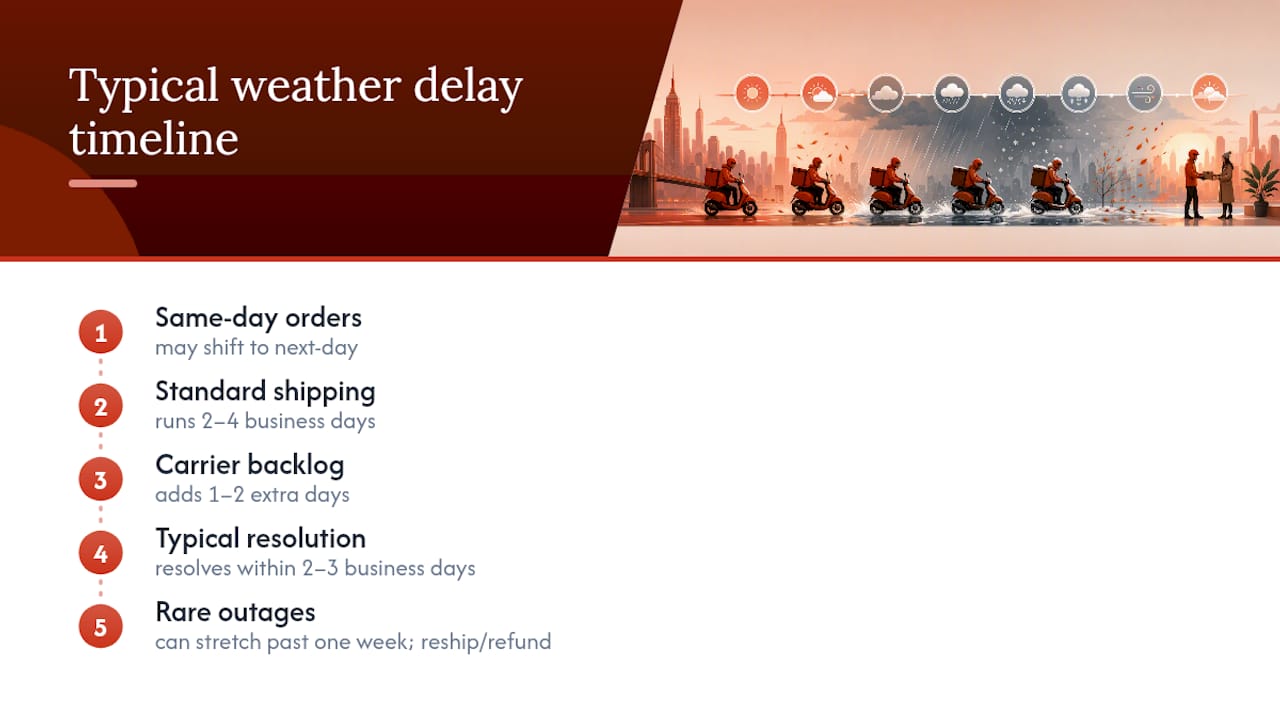 Timeline of weather-related delivery delays
