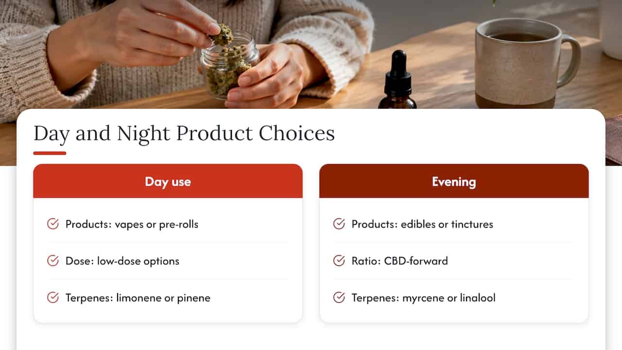 Day and evening product profile comparison